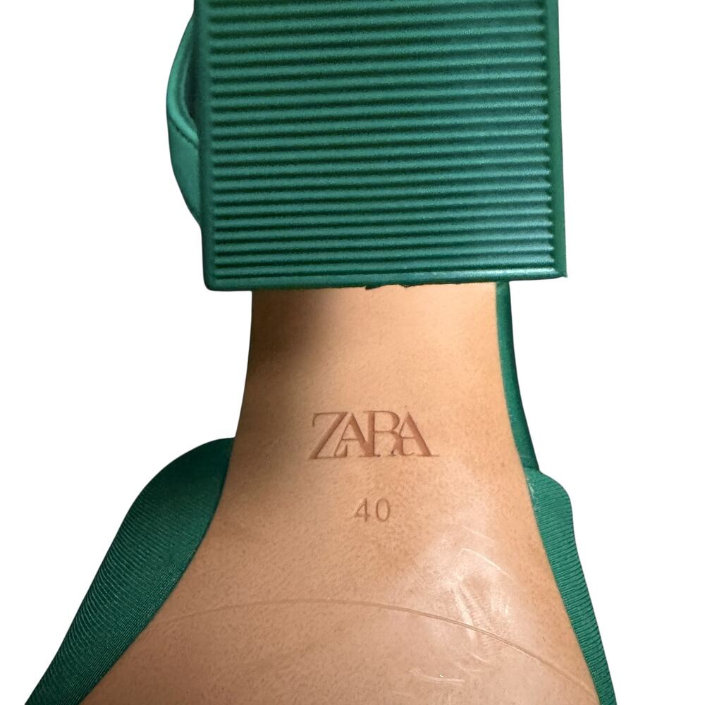 Zara Green Pumps Pointed Toe Solid Shallow Mouth High Heels Fashion Size 9 - Picture 7 of 7